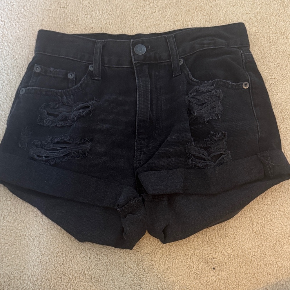 Aeropostale Black Distressed Jean Shorts